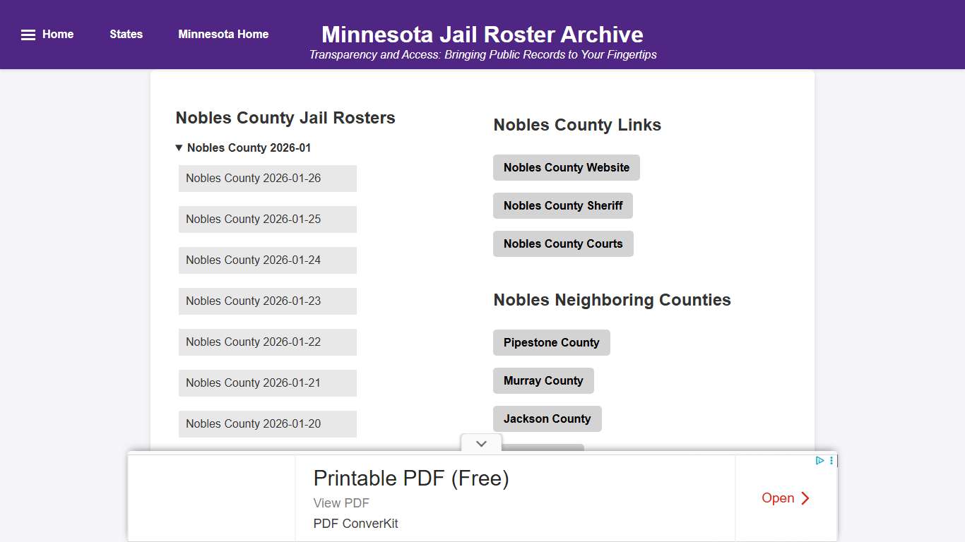 Nobles County - Minnesota Jail Rosters